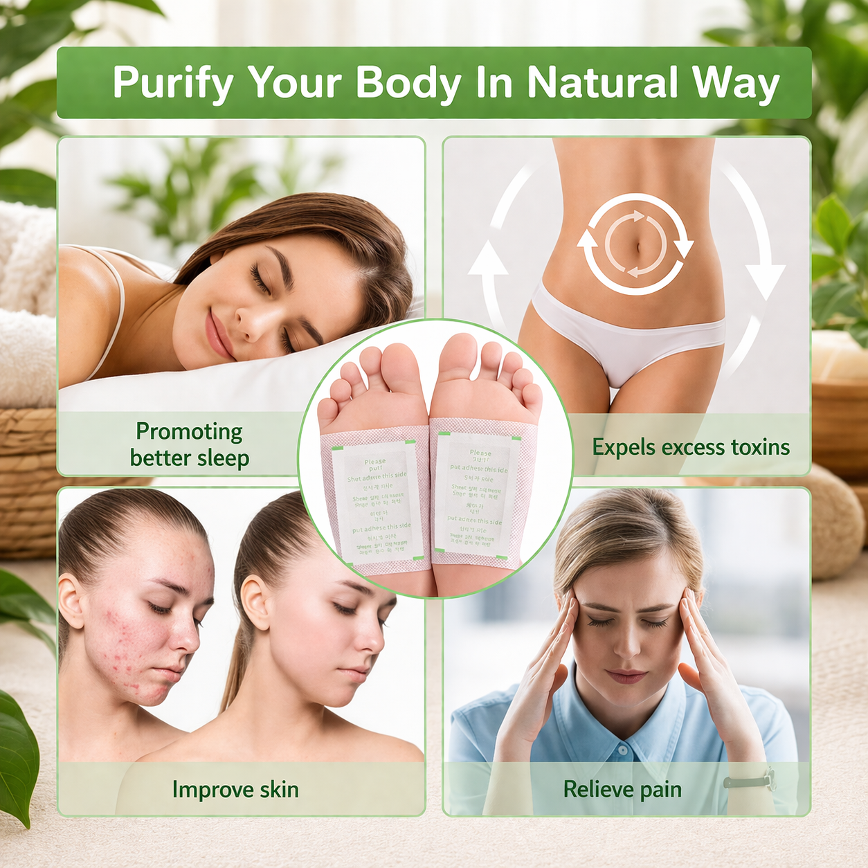 Natural Detox Foot Patches Wake Up Refreshed, Recharged & Stress-Free