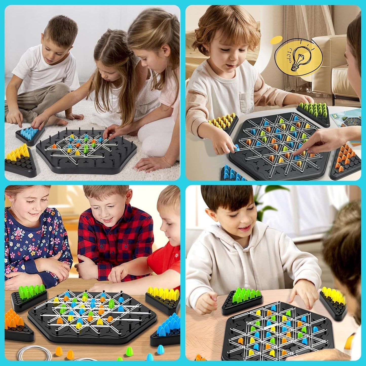 Chain Triangle Chess Game – Interactive Rubber Band Strategy Board Game for Kids & Family