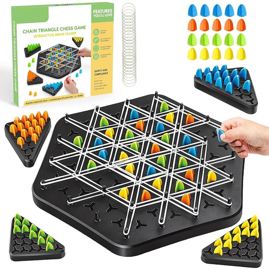 Chain Triangle Chess Game – Interactive Rubber Band Strategy Board Game for Kids & Family
