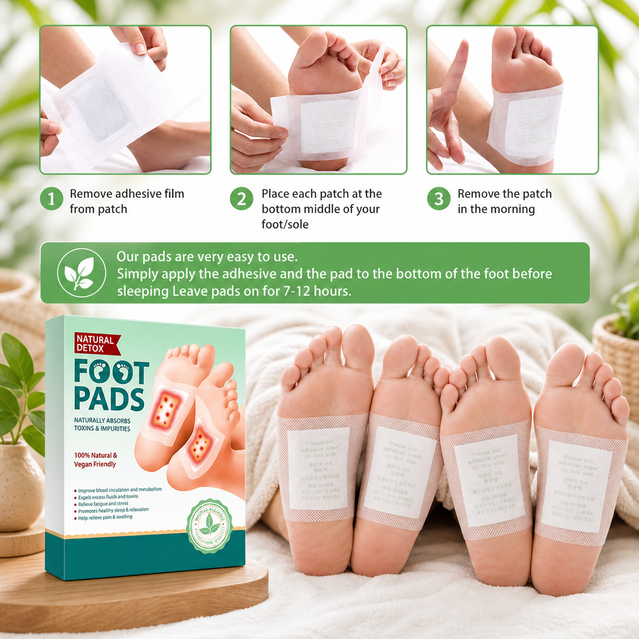 Natural Detox Foot Patches Wake Up Refreshed, Recharged & Stress-Free