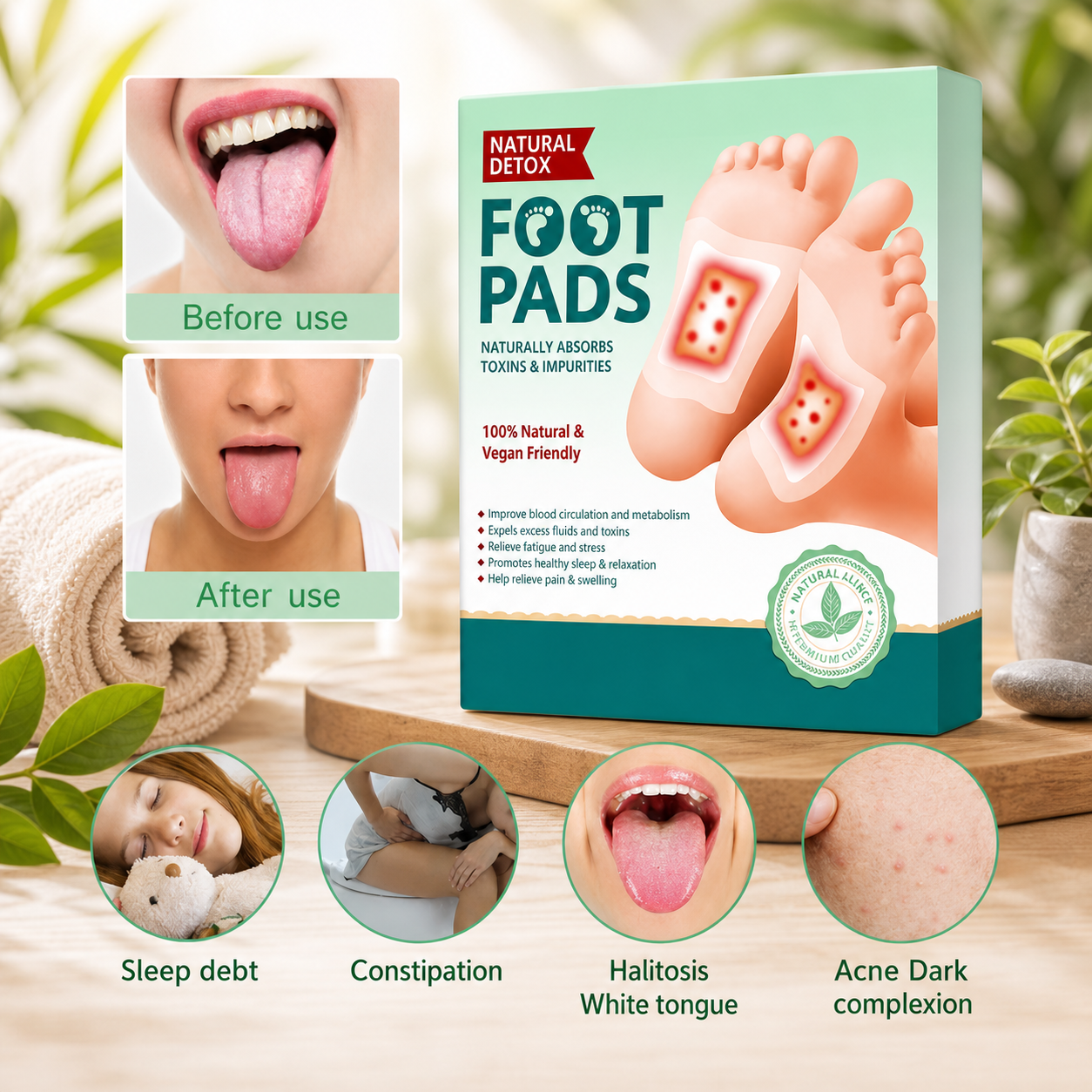 Natural Detox Foot Patches Wake Up Refreshed, Recharged & Stress-Free