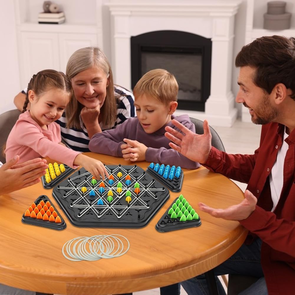 Chain Triangle Chess Game – Interactive Rubber Band Strategy Board Game for Kids & Family
