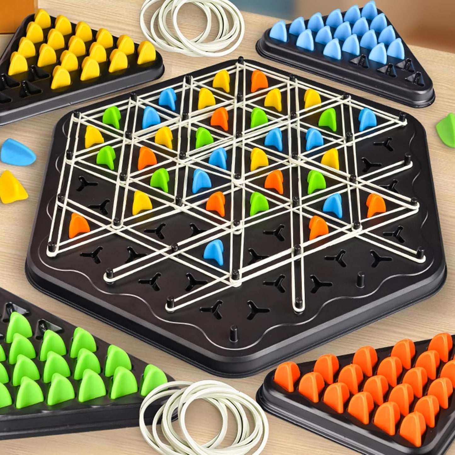 Chain Triangle Chess Game – Interactive Rubber Band Strategy Board Game for Kids & Family